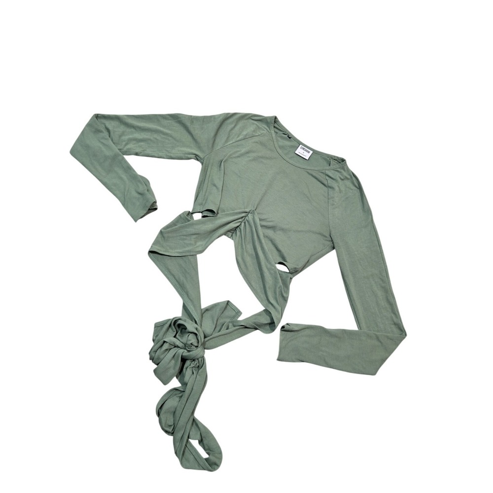 Gymshark Green Cropped Tie Long Sleeve Lightweight Activewear Top Women's Size S